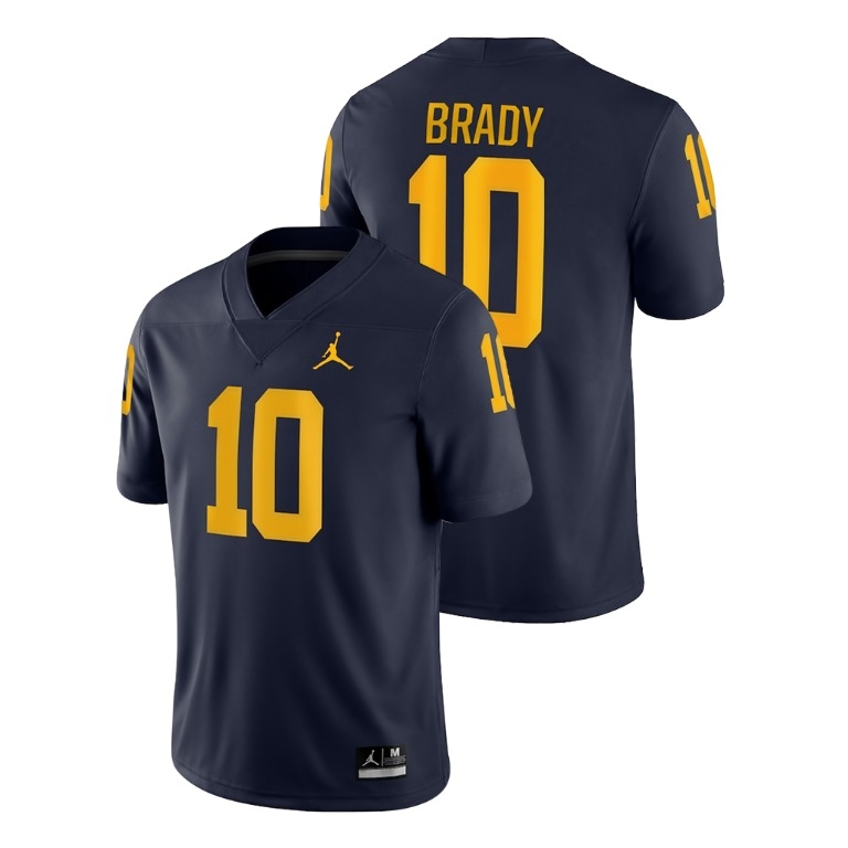 Tom Brady Michigan Wolverines Men's NCAA #10 Navy Game Jordan Brand College Stitched Football Jersey PDT7654FH